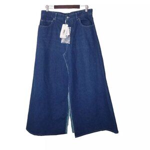 Maison Margiela MM6 Denim Skirt Size 10/46 Blue NEW Slit Indigo Muted Wash